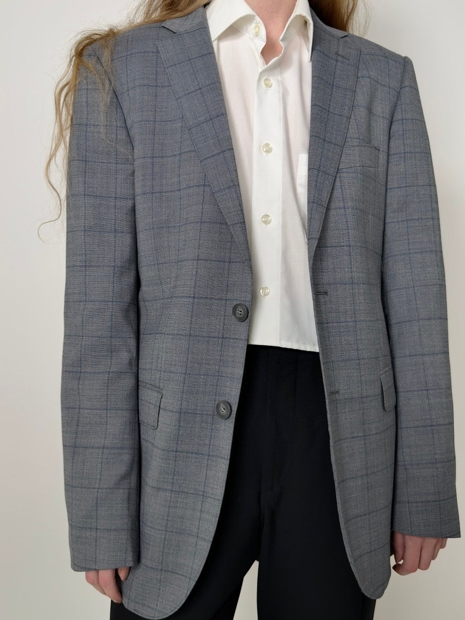 Checkered Wool Blend Blazer str. 38