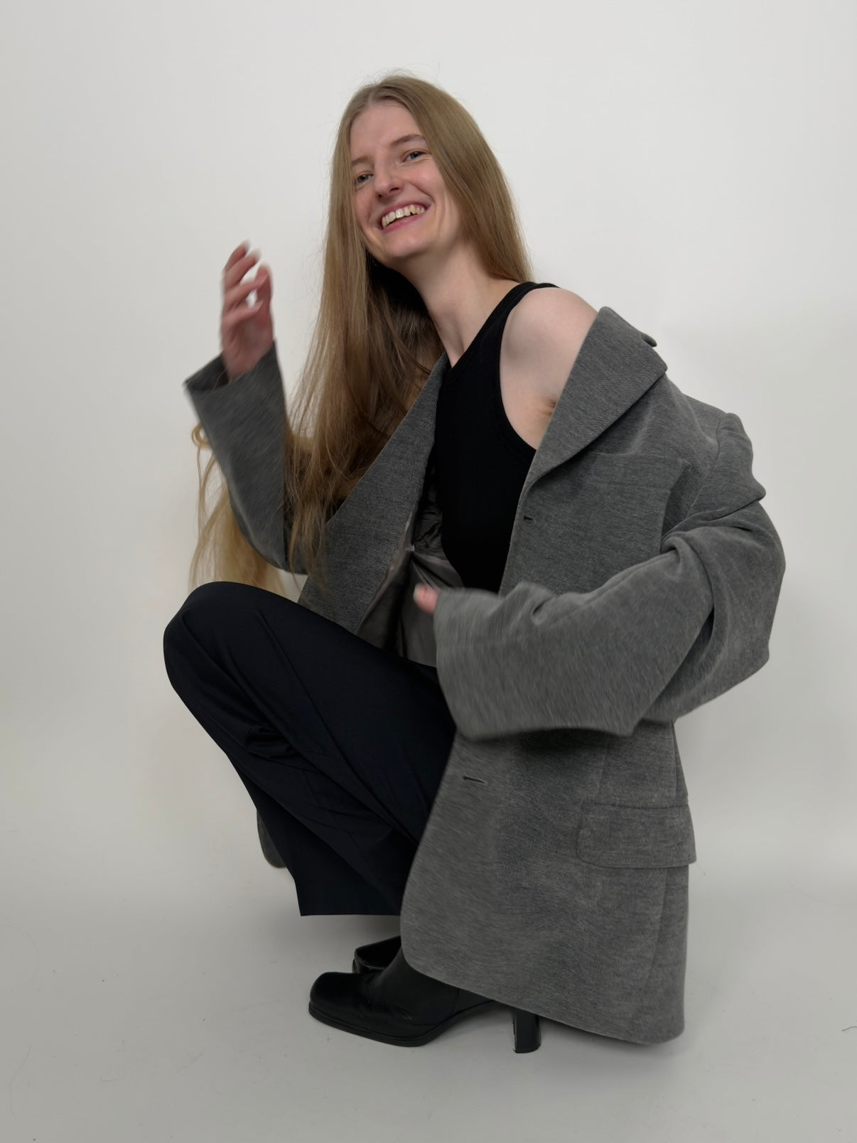 Grey Melange Blazer str. 42