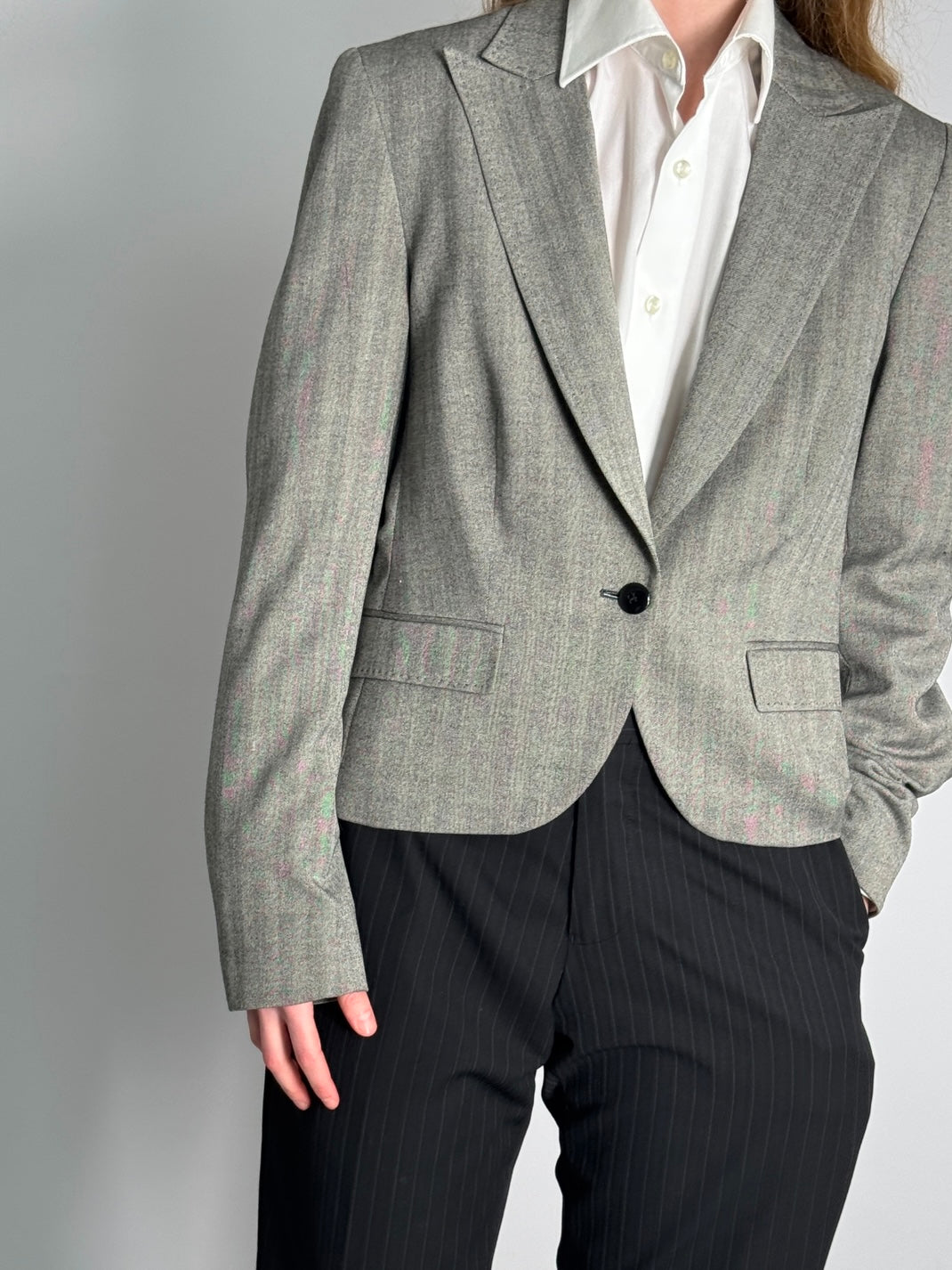 Grey Herringbone Blazer str. 38
