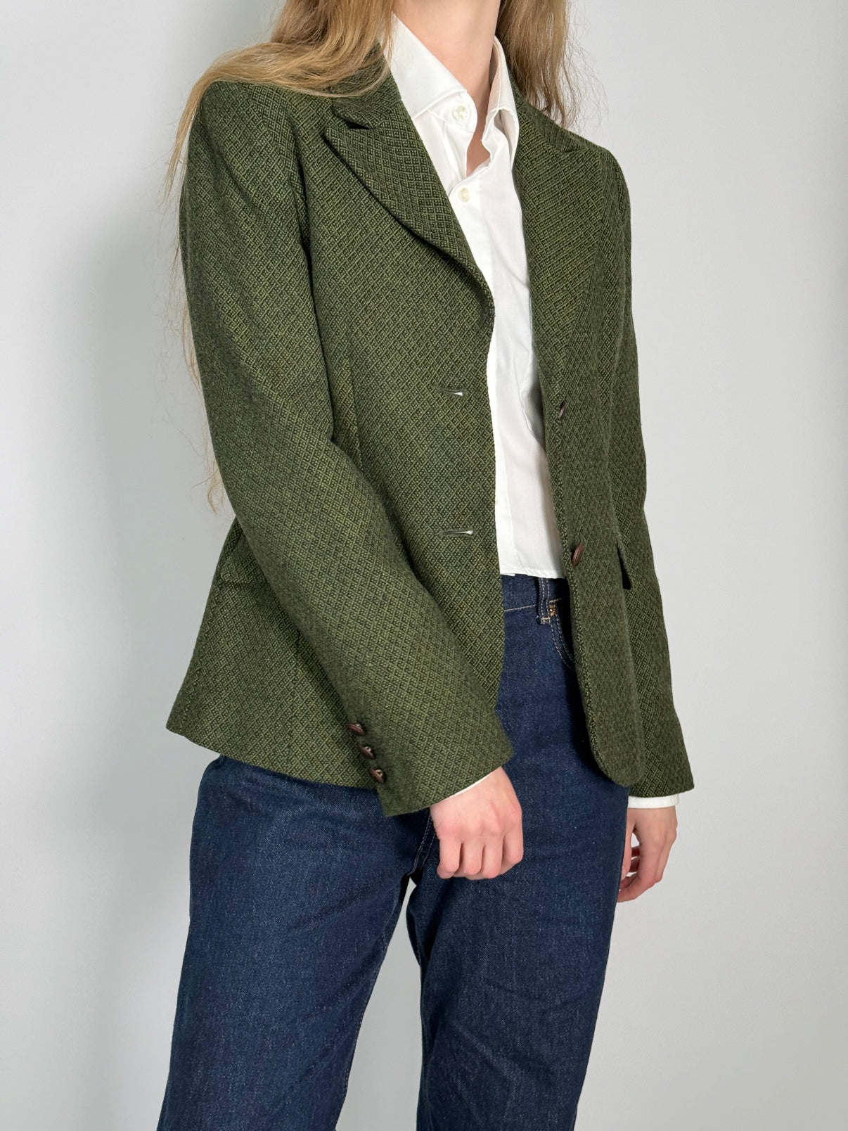 Moss Green Wool Blend Blazer str. 38