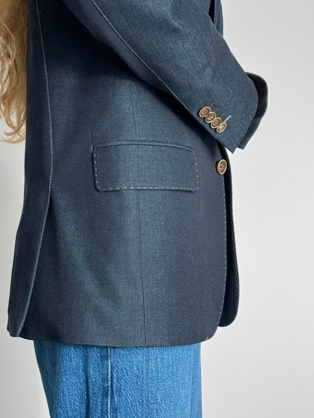 Contrast Stitch Blazer str. 40