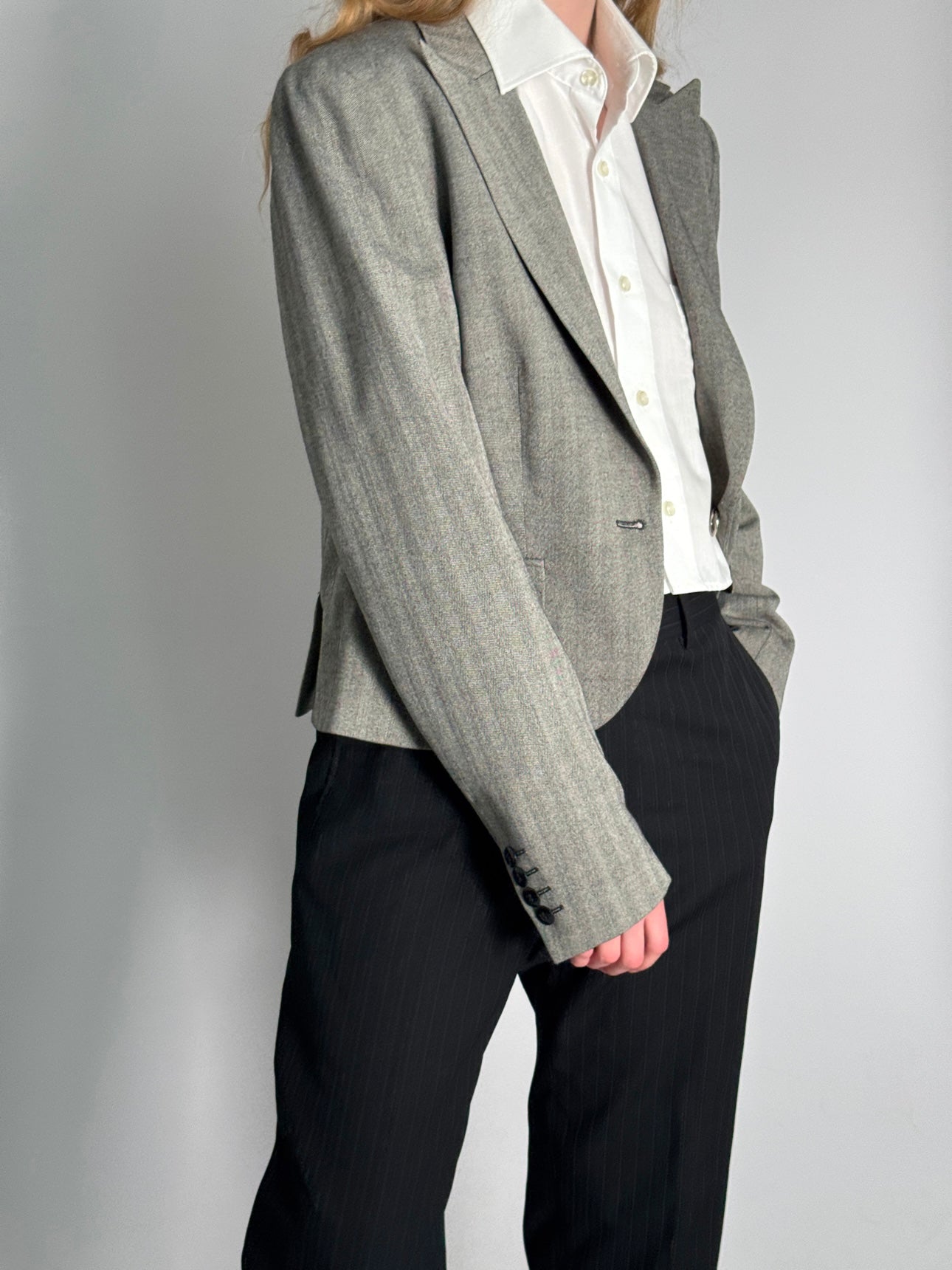 Grey Herringbone Blazer str. 38