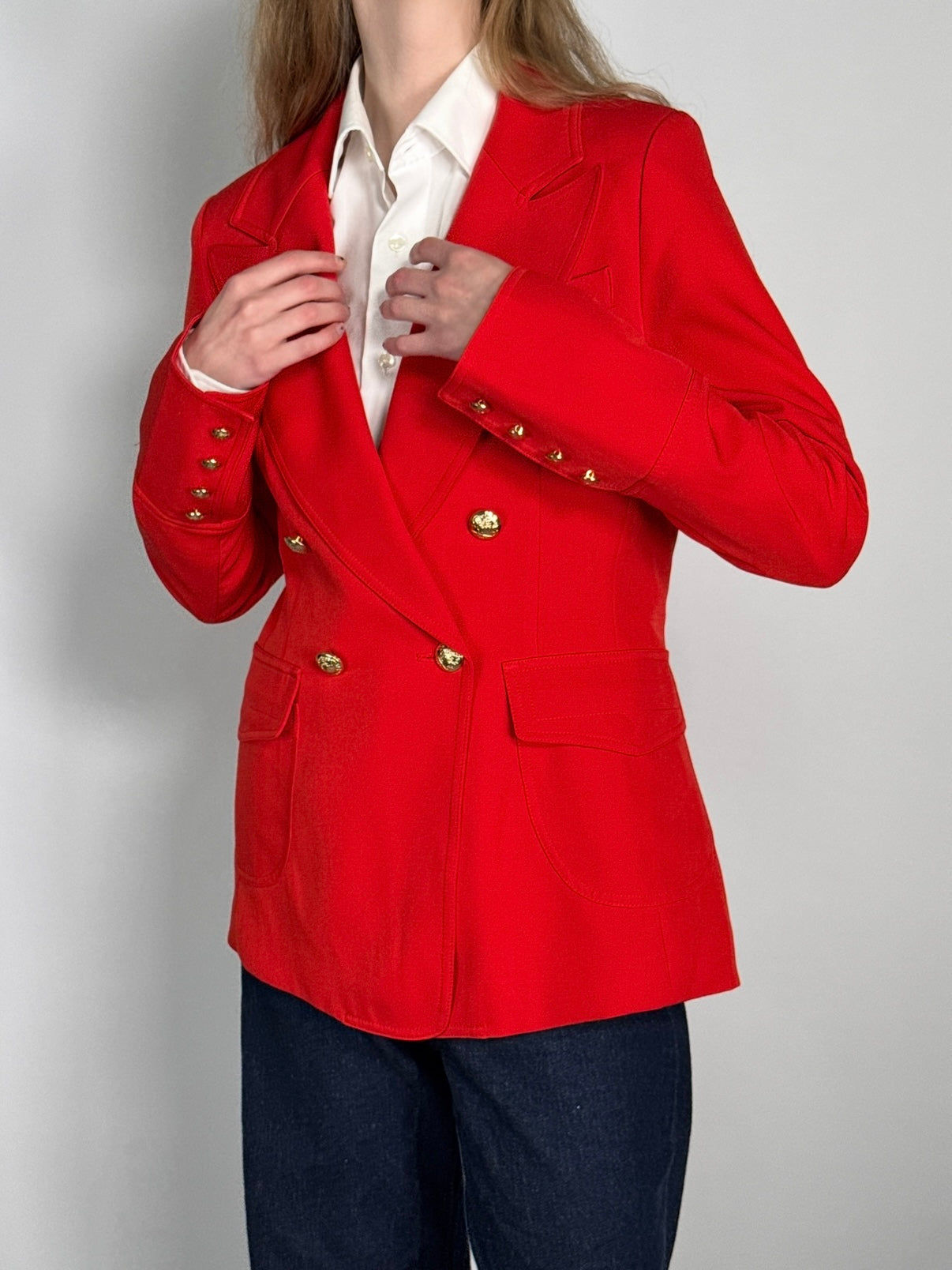 Double Breasted Gold Buttons Blazer str. 38