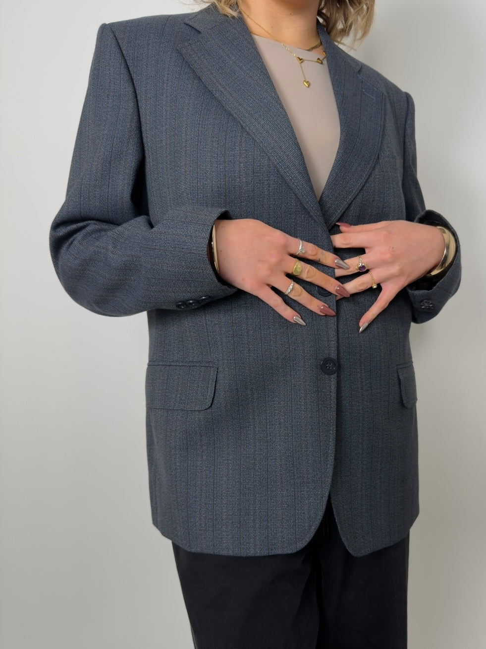 Pinstripe Wool Blend Blazer str. 42