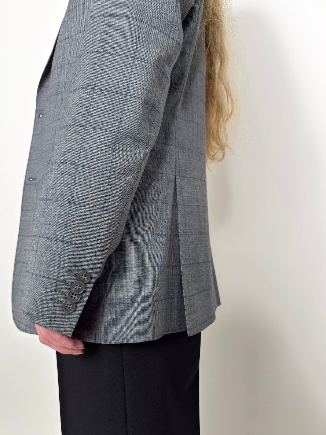 Checkered Wool Blend Blazer str. 38