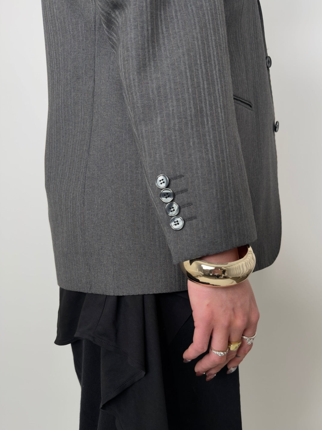 Grey Wool Blend Blazer str. 42