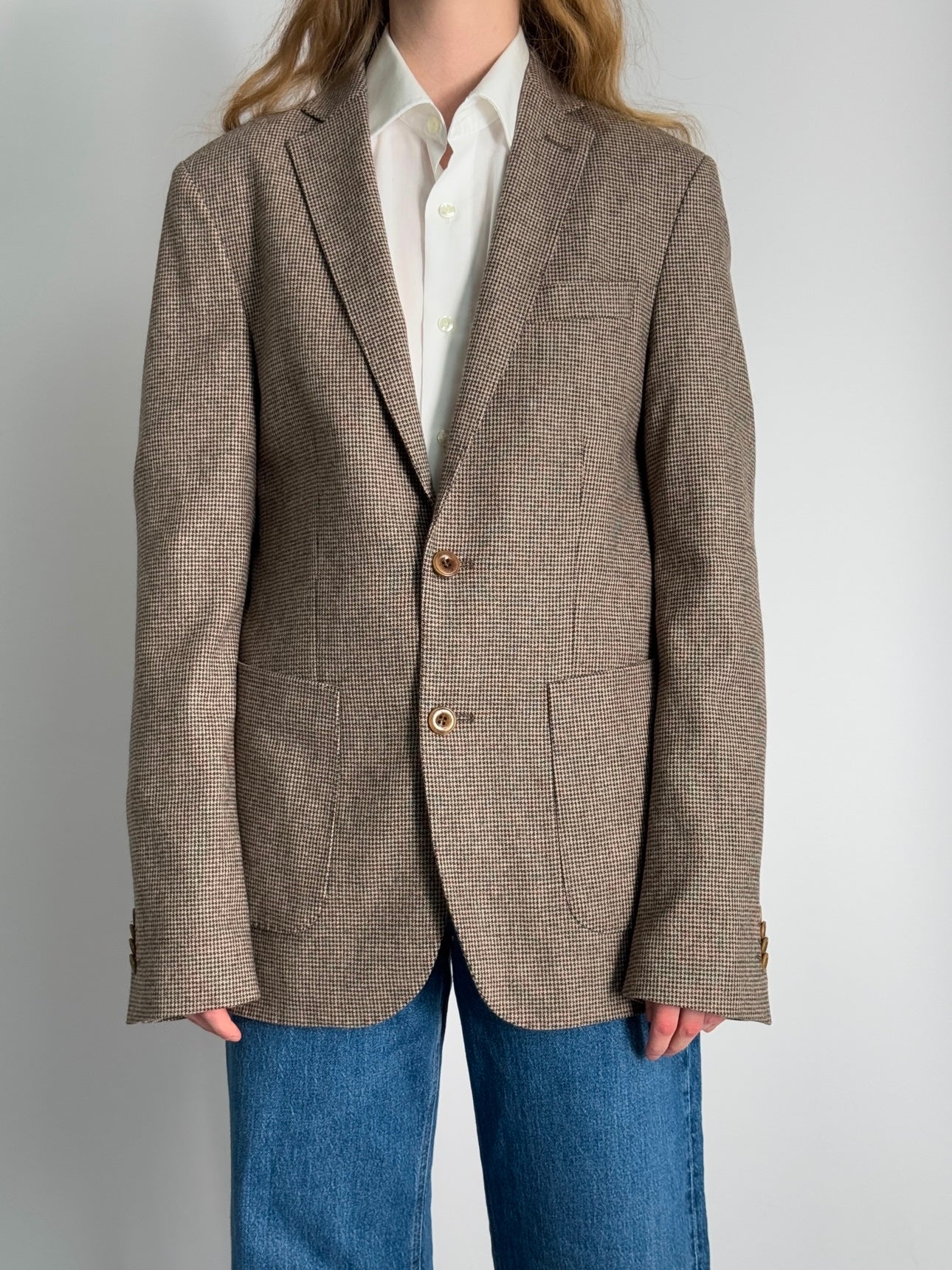Wool Blend Houndstooth Blazer str. 40