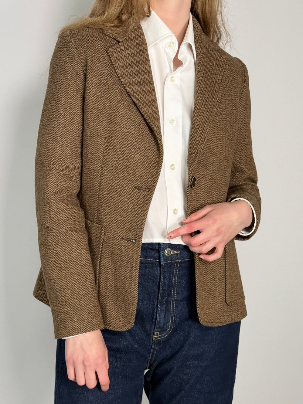 Wool Blend Herringbone Blazer str. 38