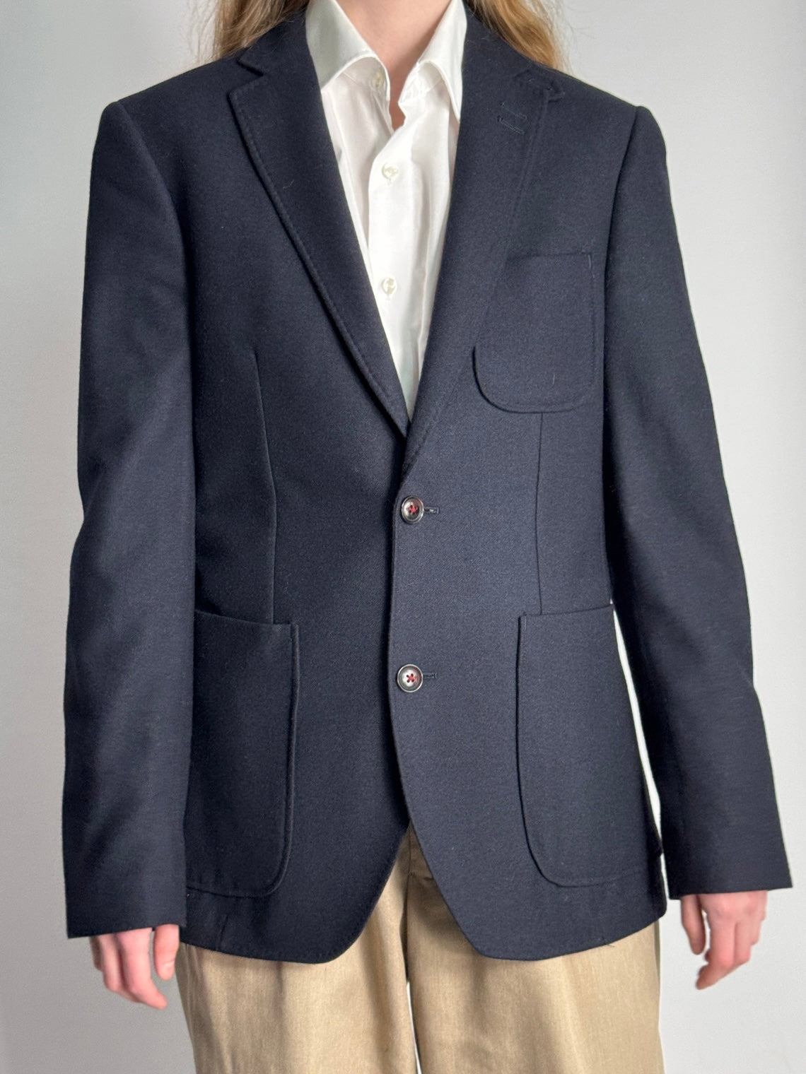 Wool Blend Patch Pocket Blazer str. 38