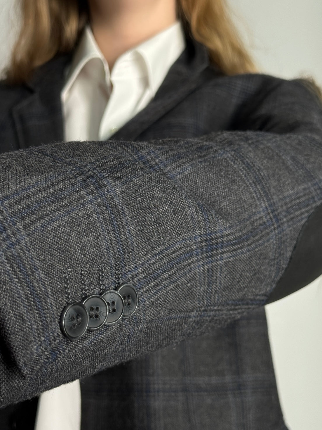 Checkered Wool Blend Blazer str. 40