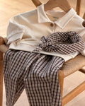 CREAM LONG-SLEEVE POLO TOP