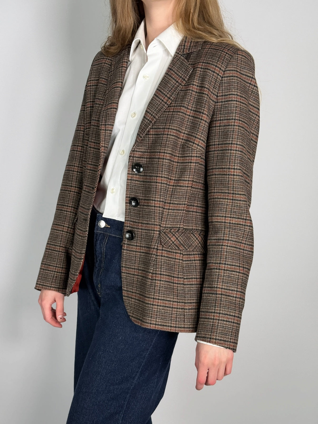 Checkered Back Detail Blazer str. 38