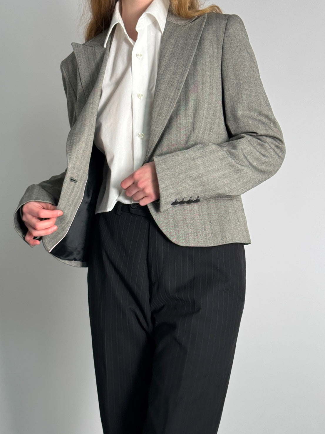 Grey Herringbone Blazer str. 38