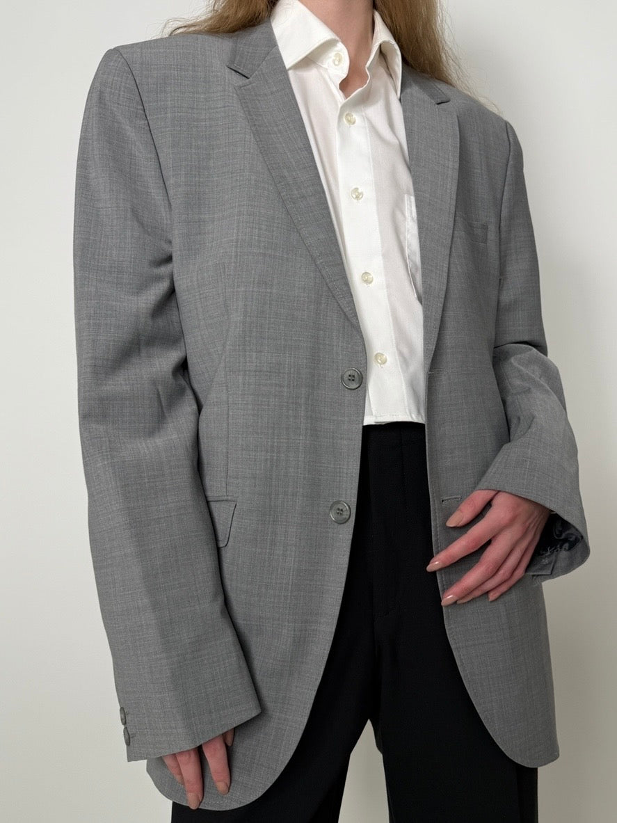 Grey Wool Blend Blazer str. 42