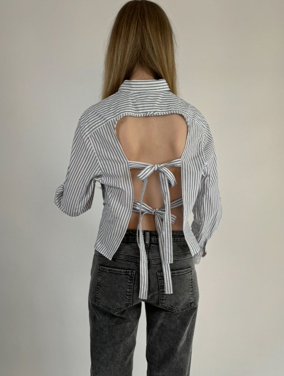 Striped Open Back Shirt str. 36