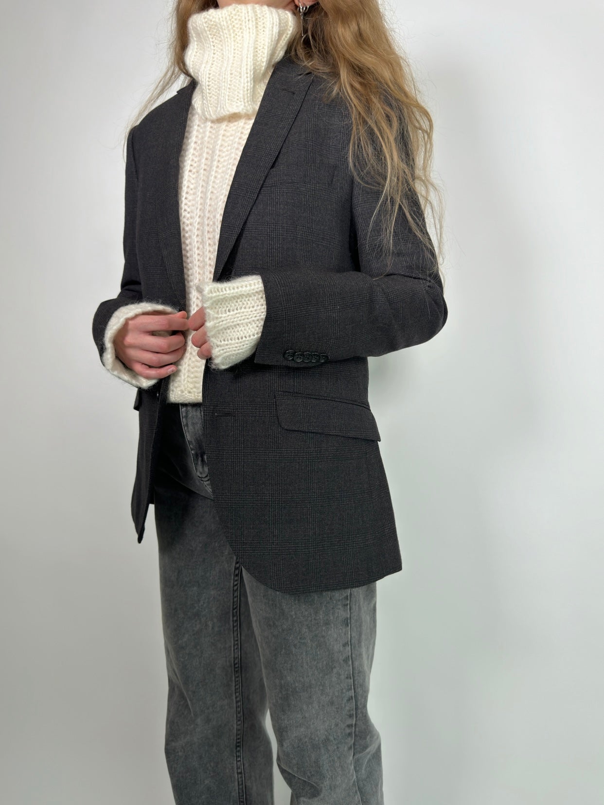 Grey Pure Wool Blazer str. 40