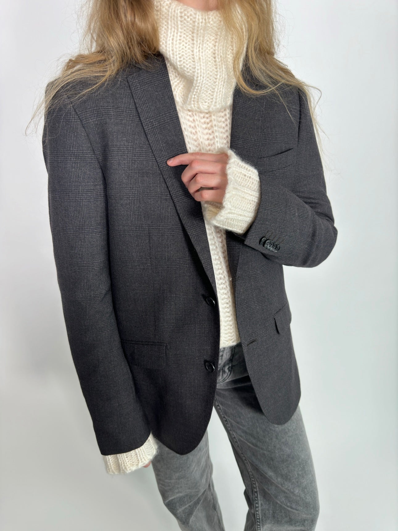 Grey Pure Wool Blazer str. 40