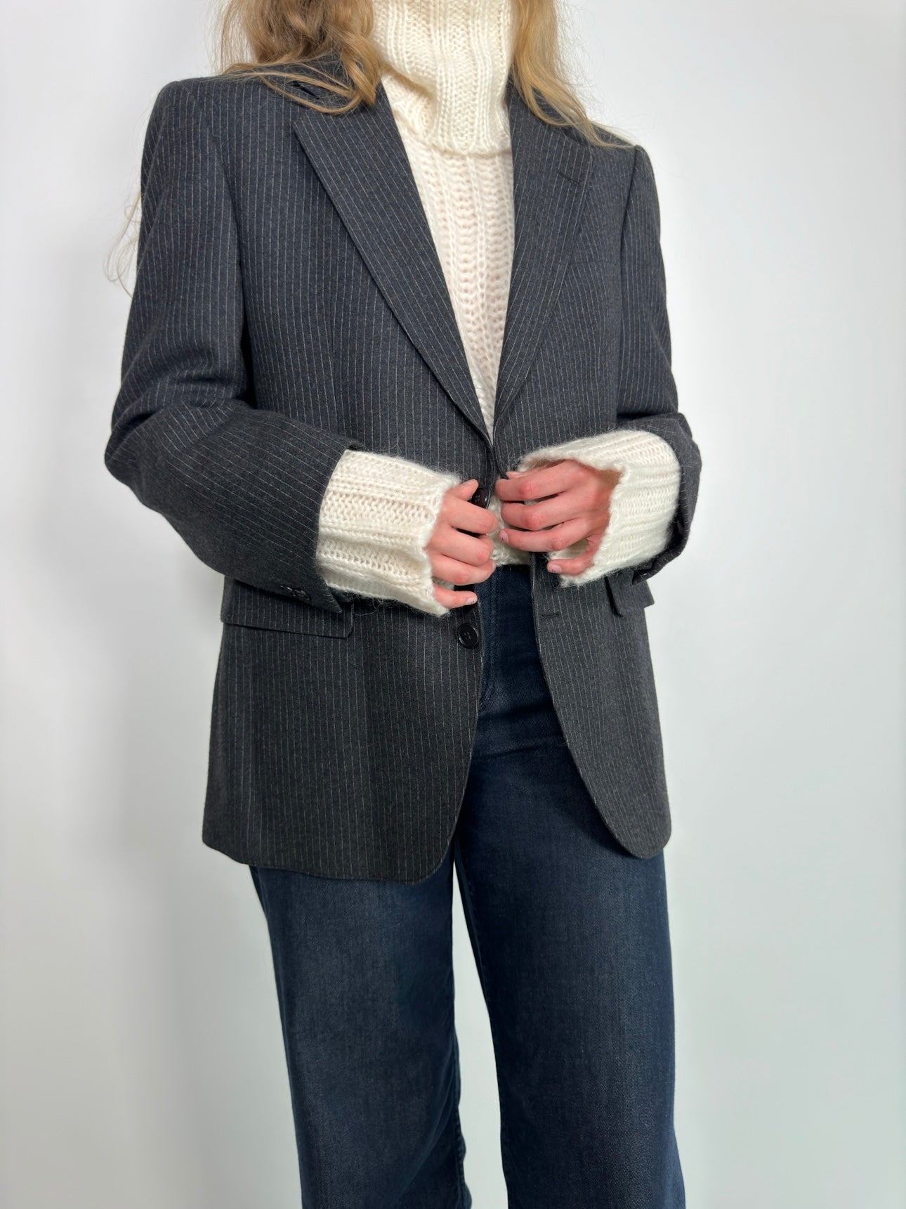 Grey Pure Wool Blazer str. 40