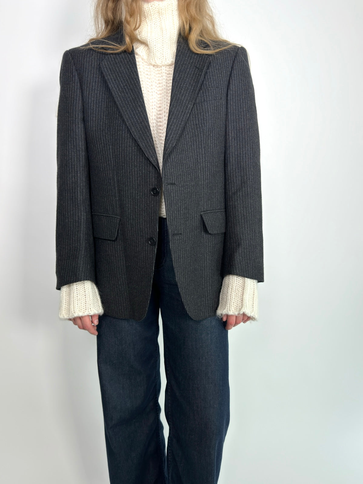 Grey Pure Wool Blazer str. 40