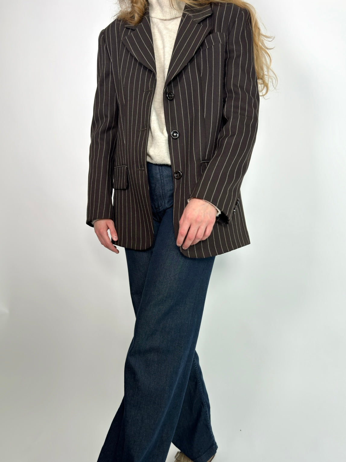 Brown Pinstripe Blazer str. 38