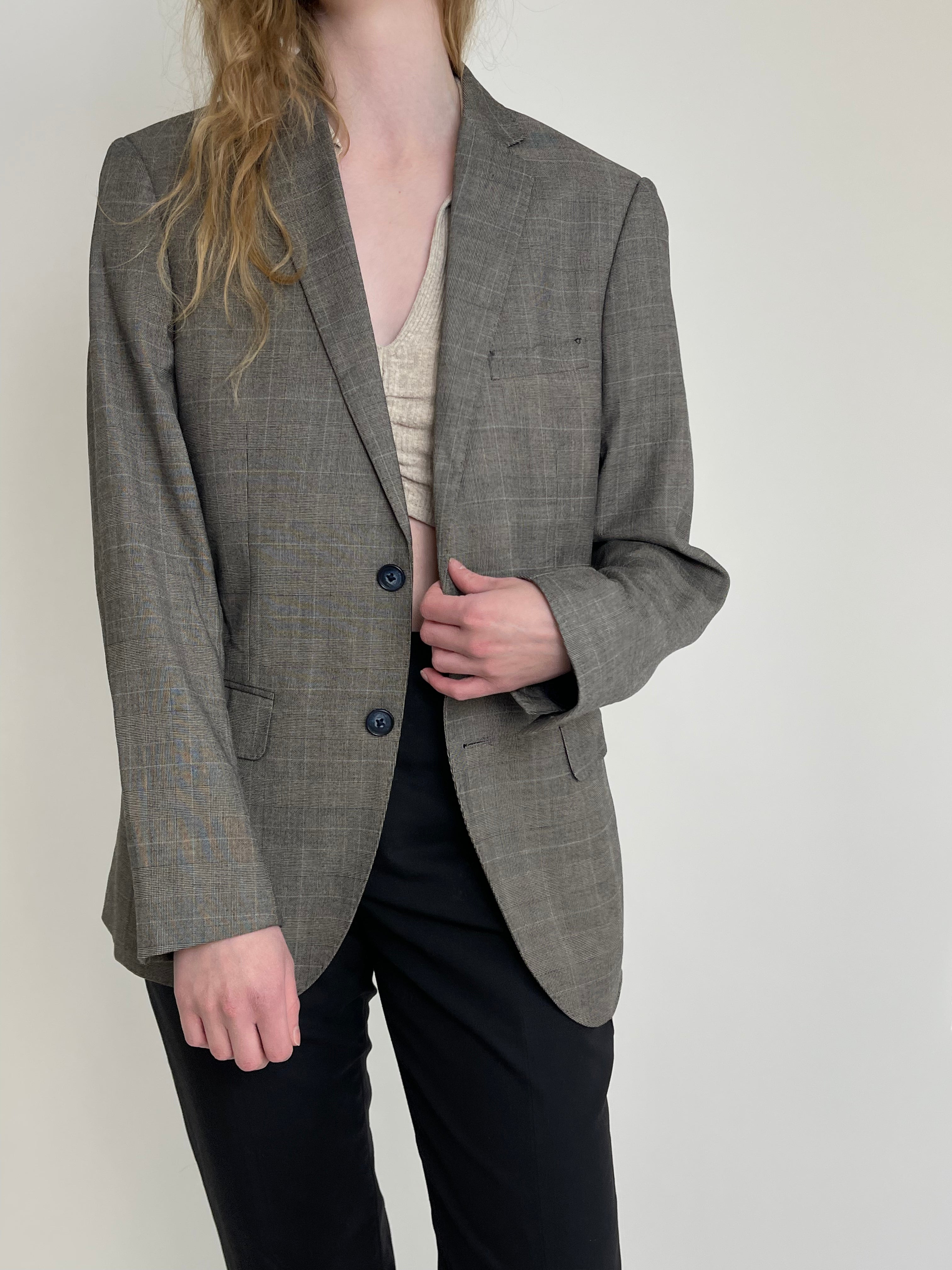 Grey Checkered Blazer str. 36