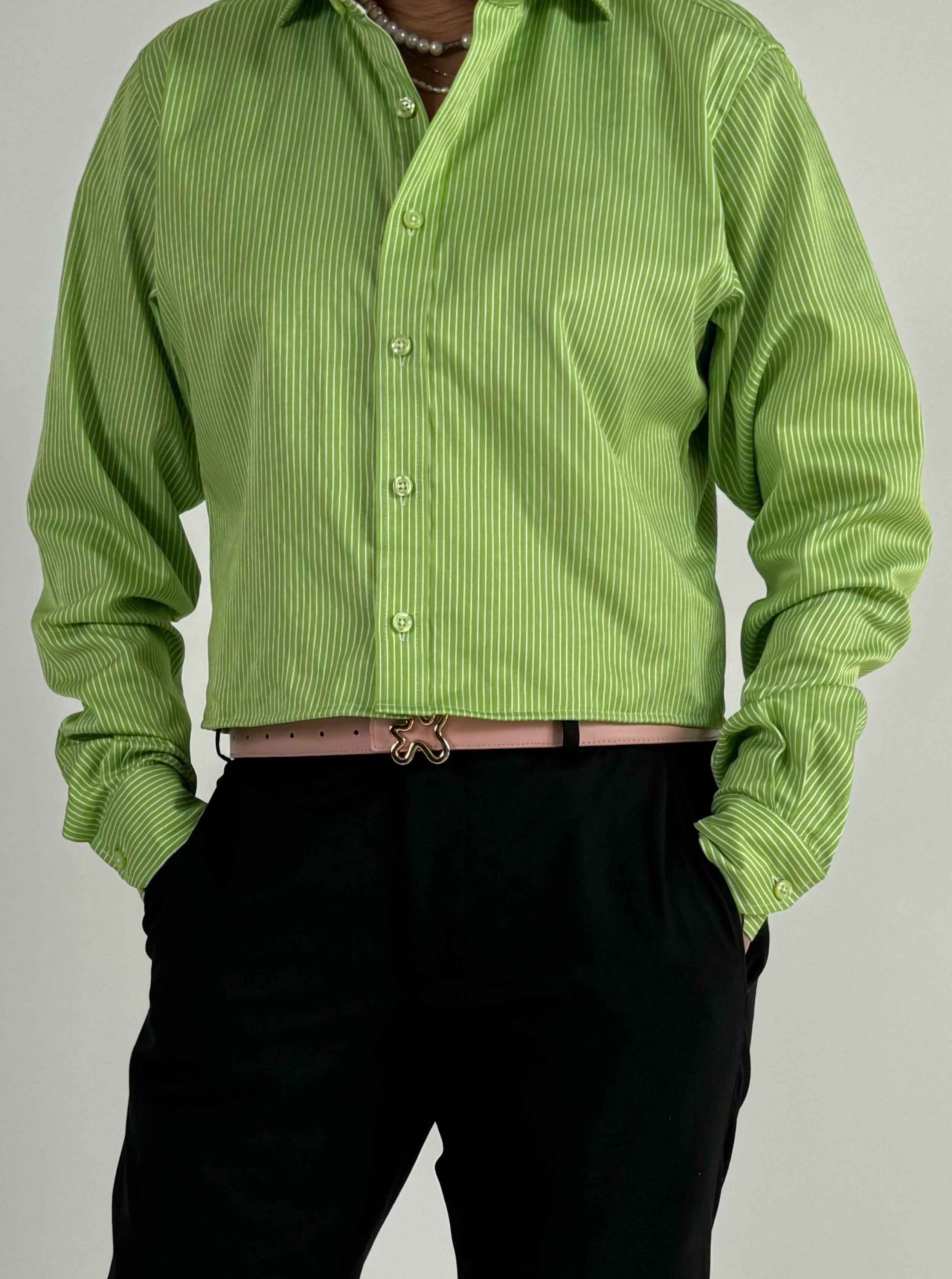 Bright Green Cropped Shirt str. 38