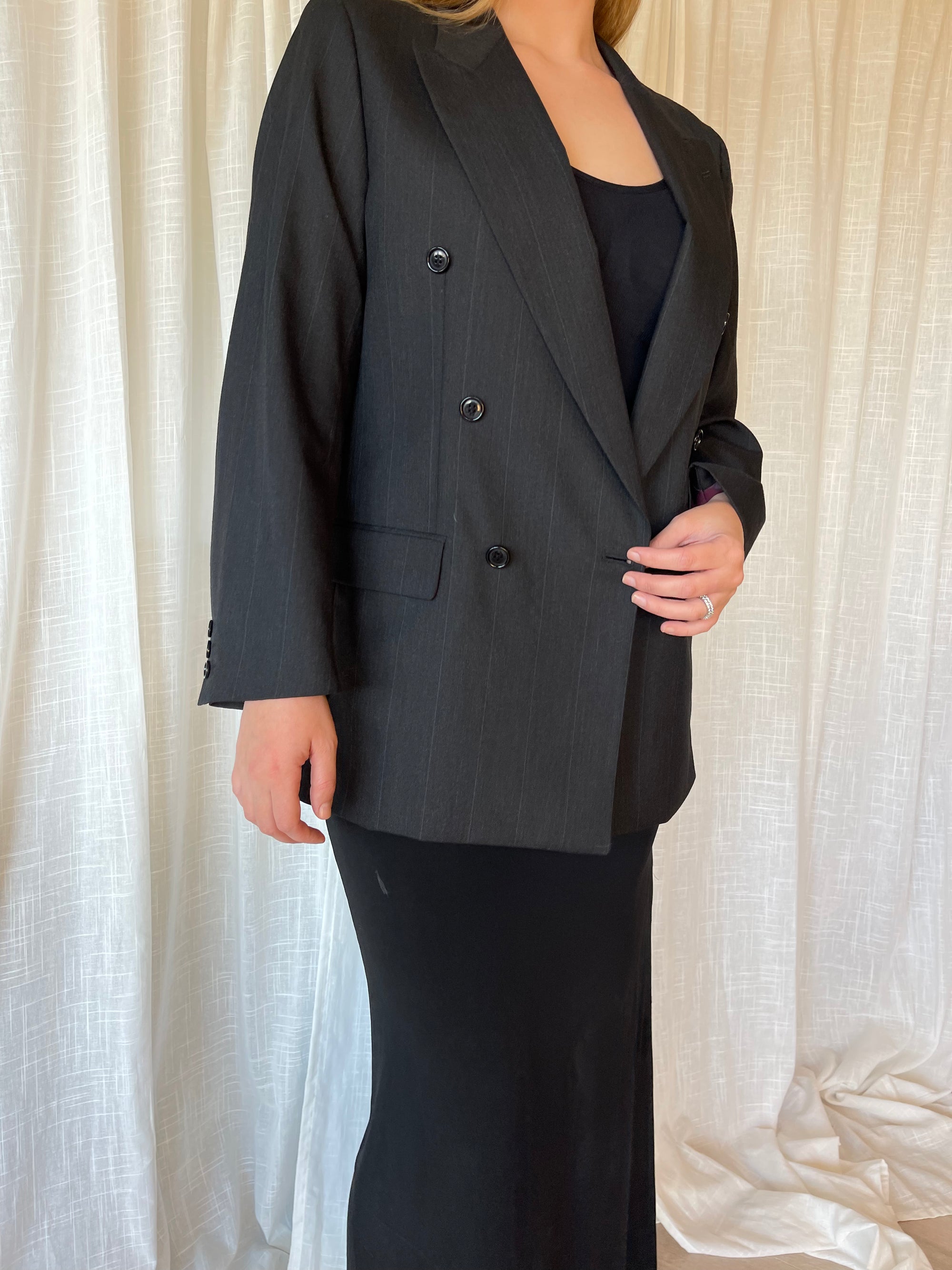 Grey Double Breasted Blazer str. 40